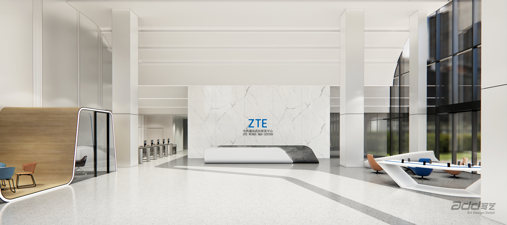 中(zhong)興通(tong)訊辦(bàn)公(gōng)樓裝(zhuang)修-前(qian)廳PC