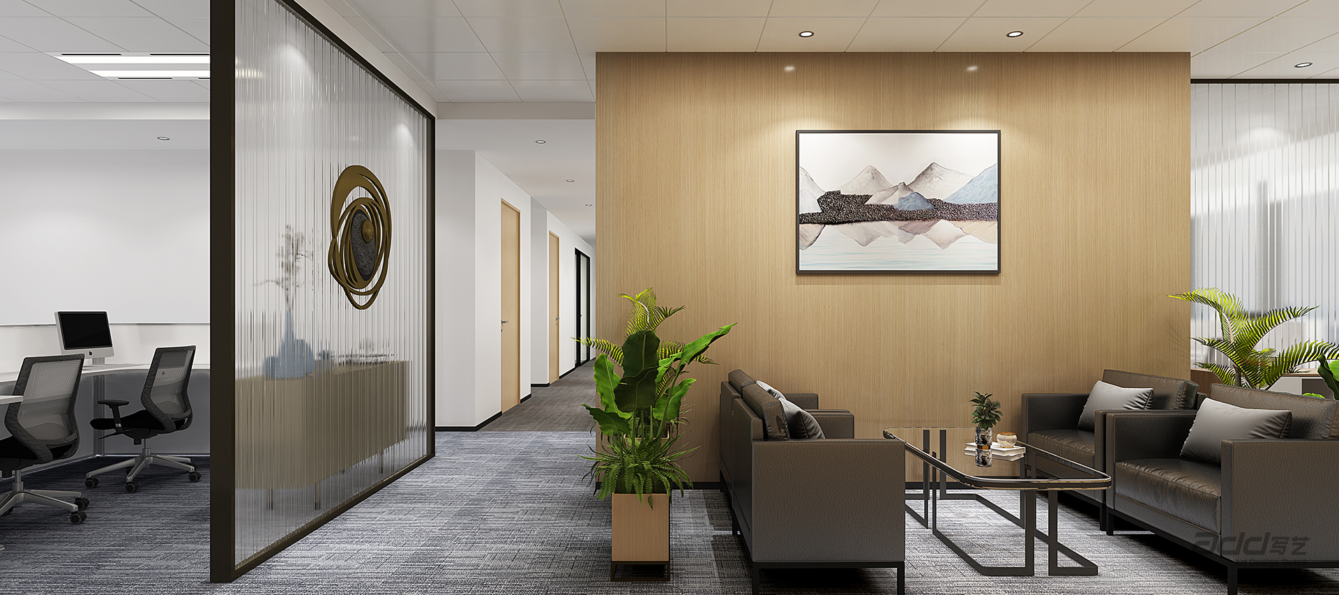 複星保德(dé)信(xin)辦(bàn)公(gōng)室設(shè)計(ji) 走(zou)廊洽談區(qu)-pc